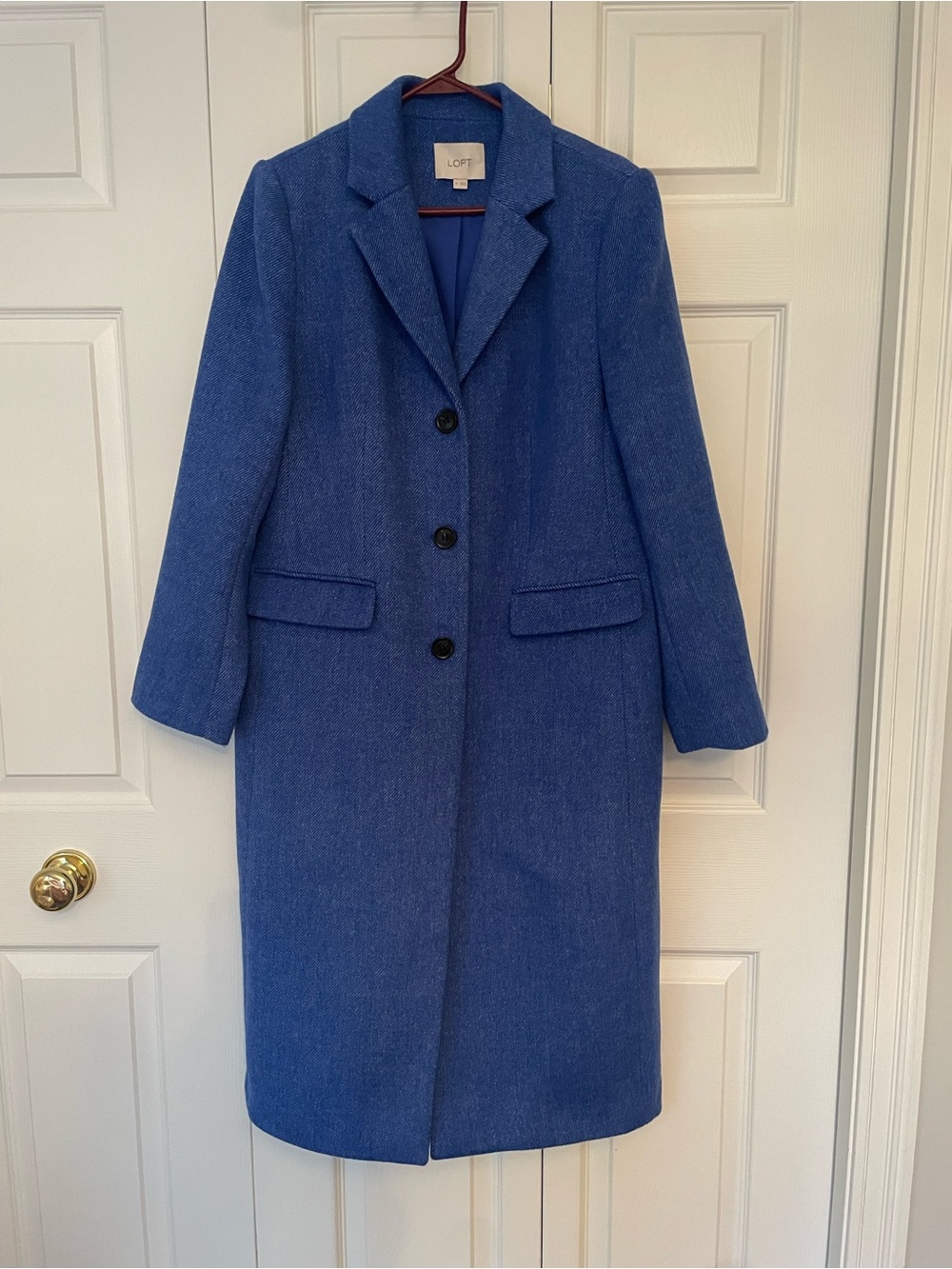 Ann Taylor LOFT Vibrant Blue Tailored Wool-Blend Single-Breasted Coat Medium